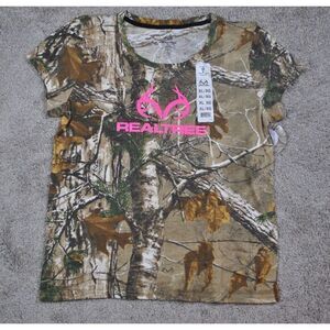Realtree Shirt Women XL Camo Outdoor Tee Hunt Fish Hike Camp Camouflage NWT‎